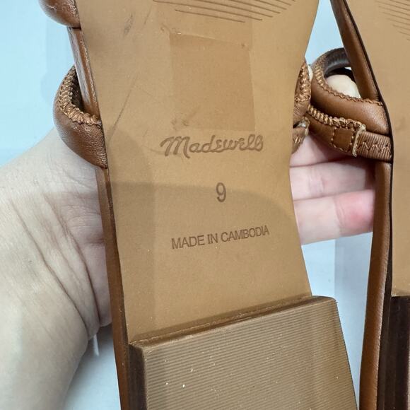 Madewell The Amel Slide Sandals Womens Size 9 Brown Leather Strappy Beachy Boho - Picture 4 of 5